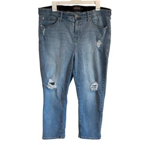 Torrid Jeans Sky High Skinny Crop Light Blue Cropped Distressed BoyfriendSize 18